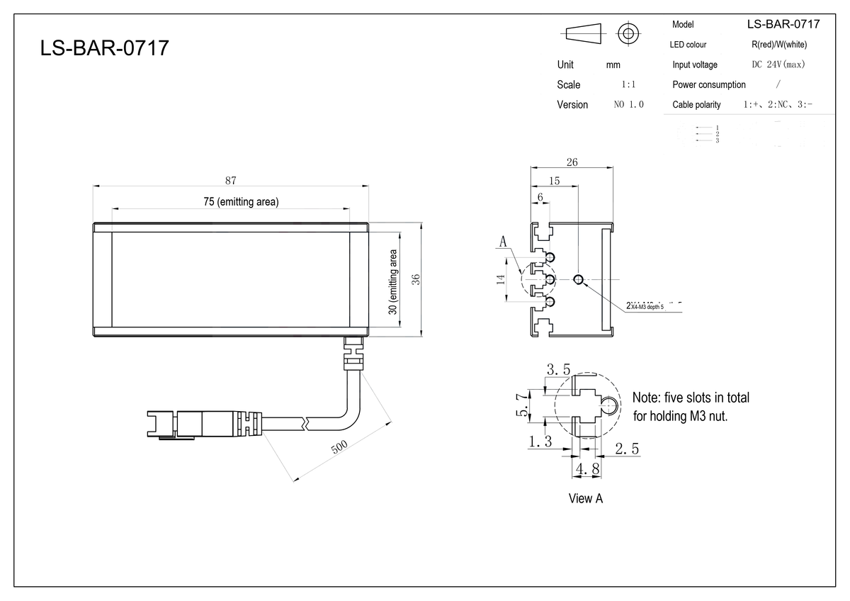 LS-BAR-0717 dimensions (mm)