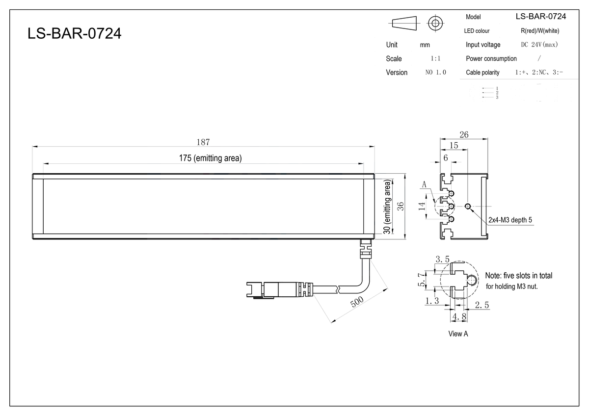 LS-BAR-0724 dimensions (mm)