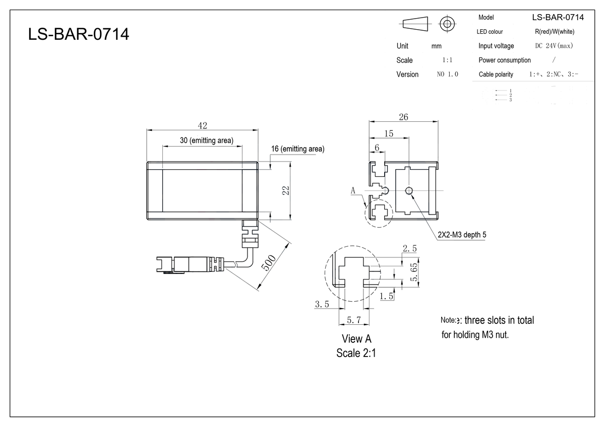 LS-BAR-0714 dimensions (mm)