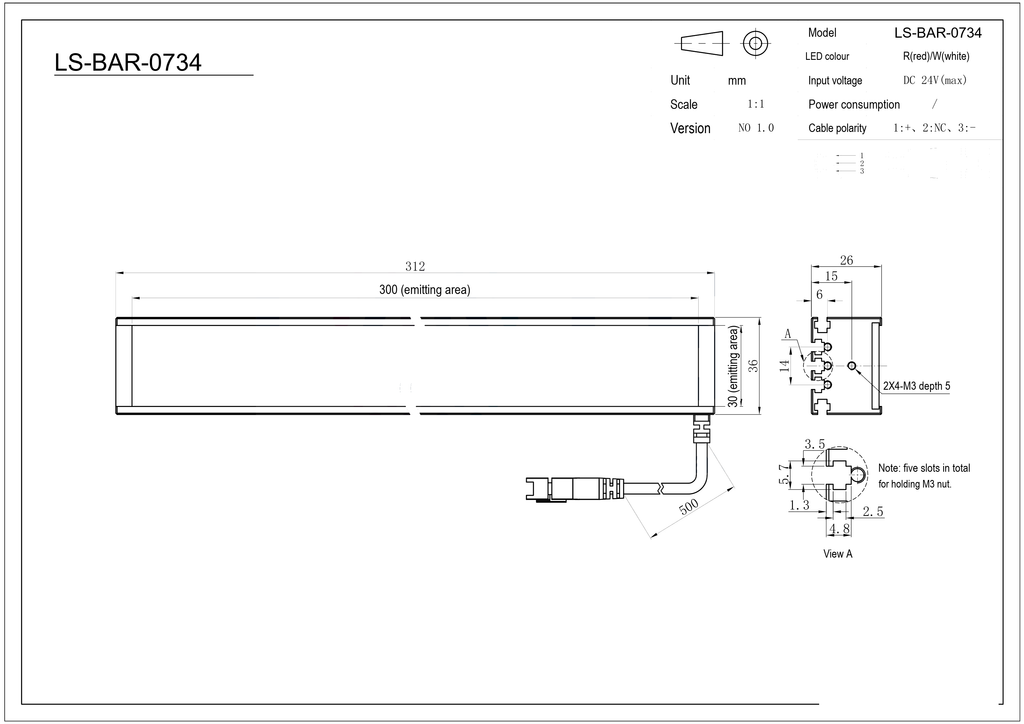 LS-BAR-0734 dimensions (mm)