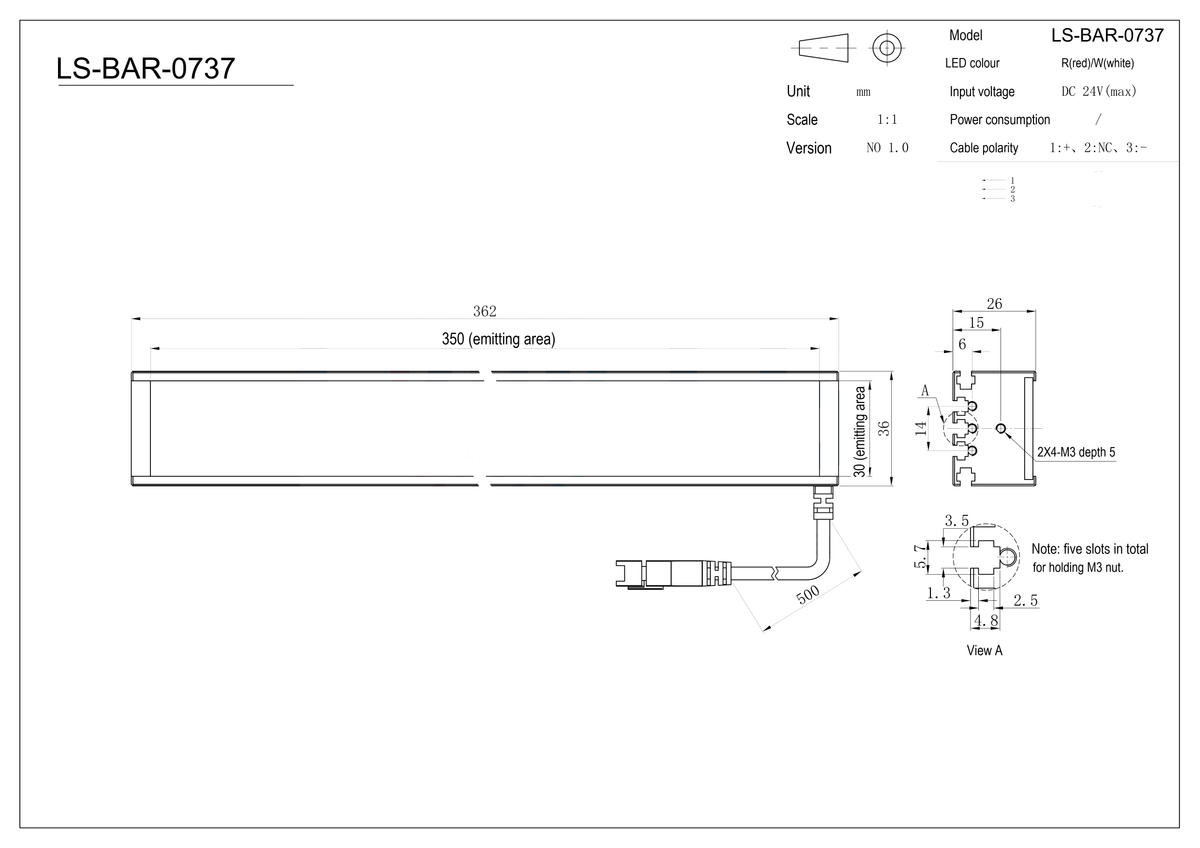 LS-BAR-0737 dimensions (mm)