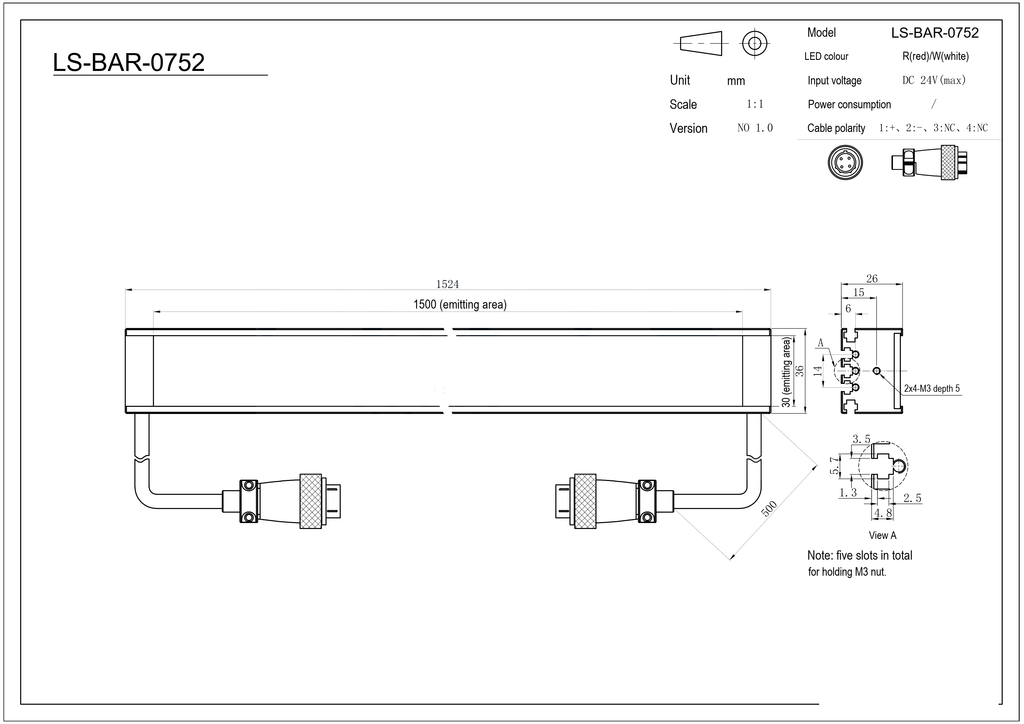 LS-BAR-0752 dimensions (mm)
