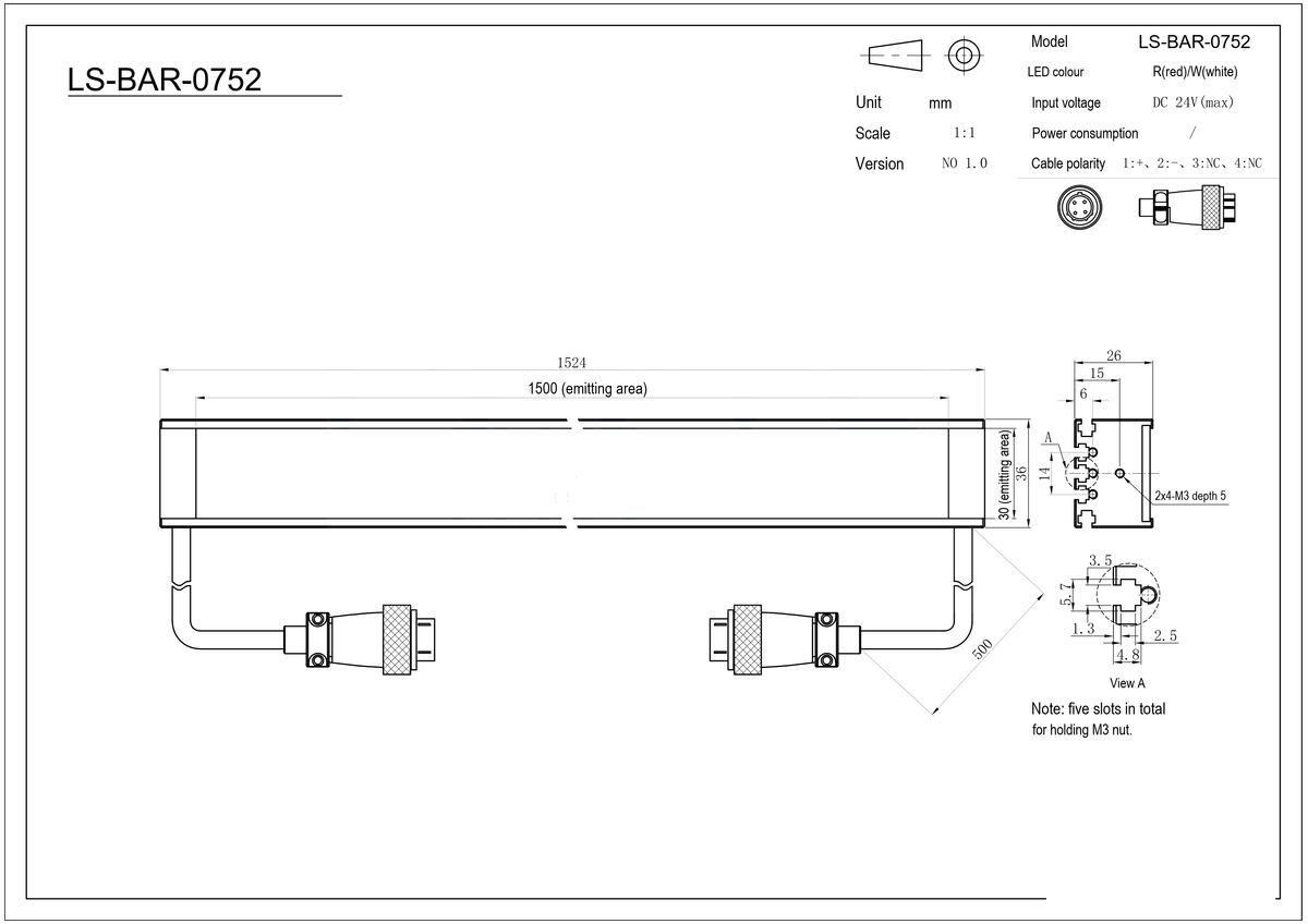 LS-BAR-0752 dimensions (mm)