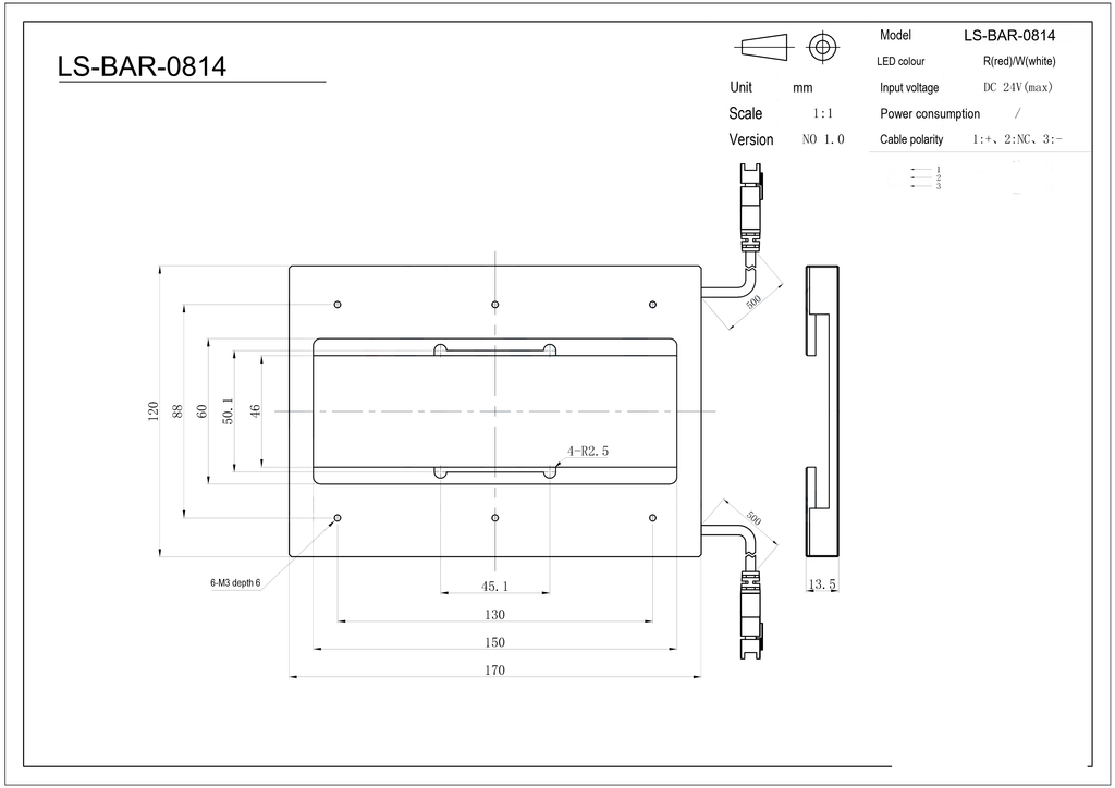 LS-BAR-0814 dimensions (mm)