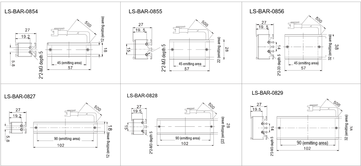 LS-BAR-0854 dimensions (mm)