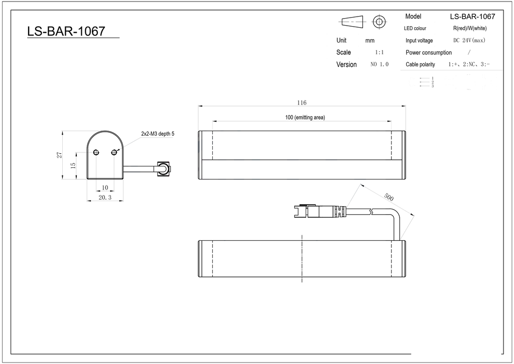 LS-BAR-1067 dimensions (mm)