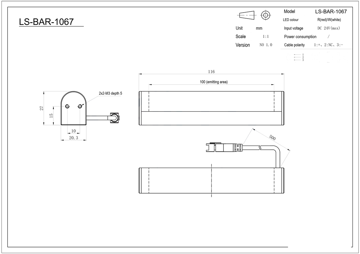LS-BAR-1067 dimensions (mm)