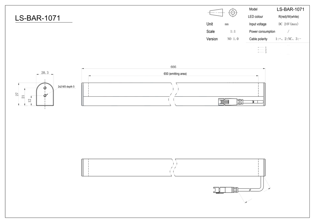 LS-BAR-1071 dimensions (mm)