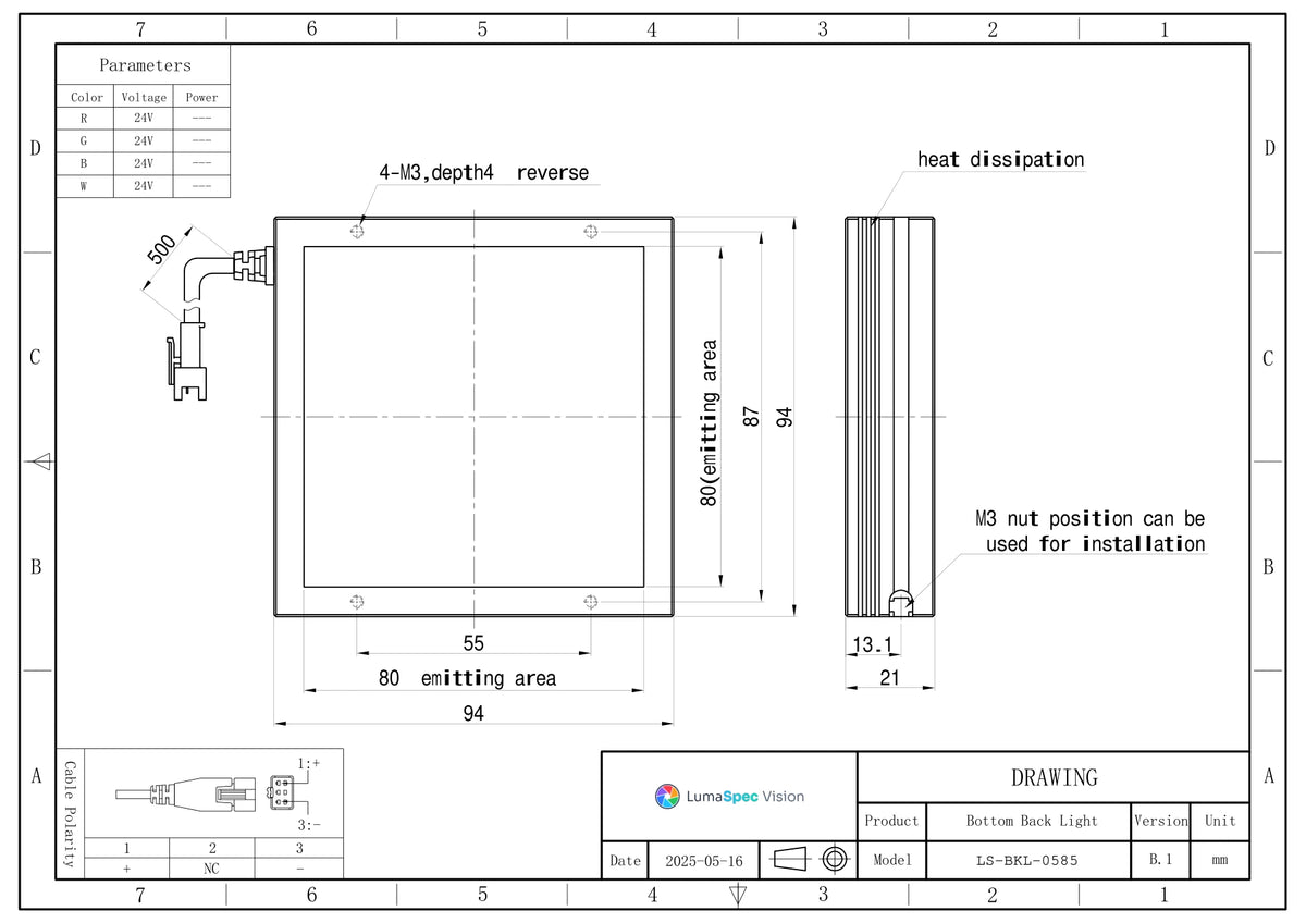 LS-BKL-0585 dimensions (mm)