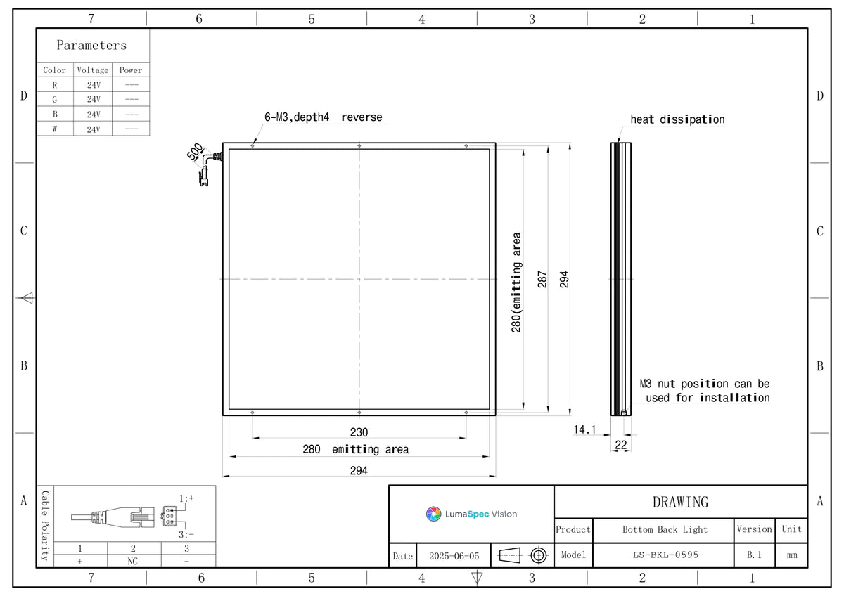 LS-BKL-0595 dimensions (mm)