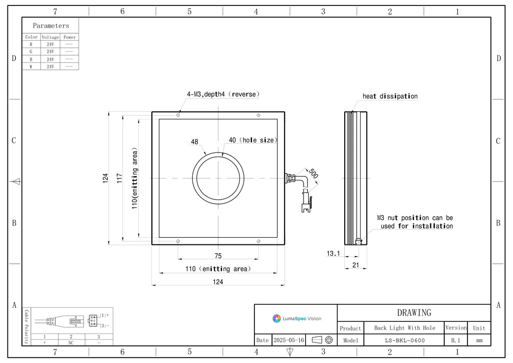 LS-BKL-0600 dimensions (mm)