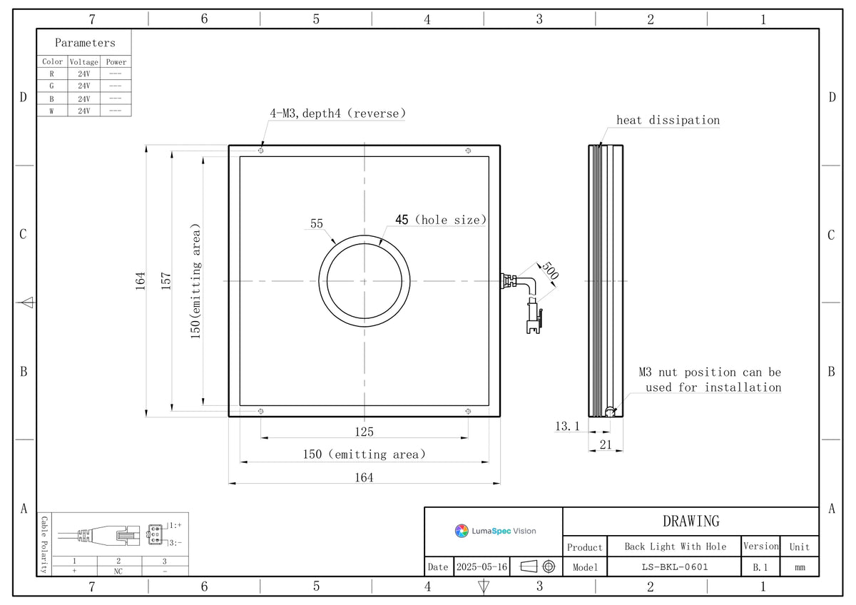 LS-BKL-0601 dimensions (mm)