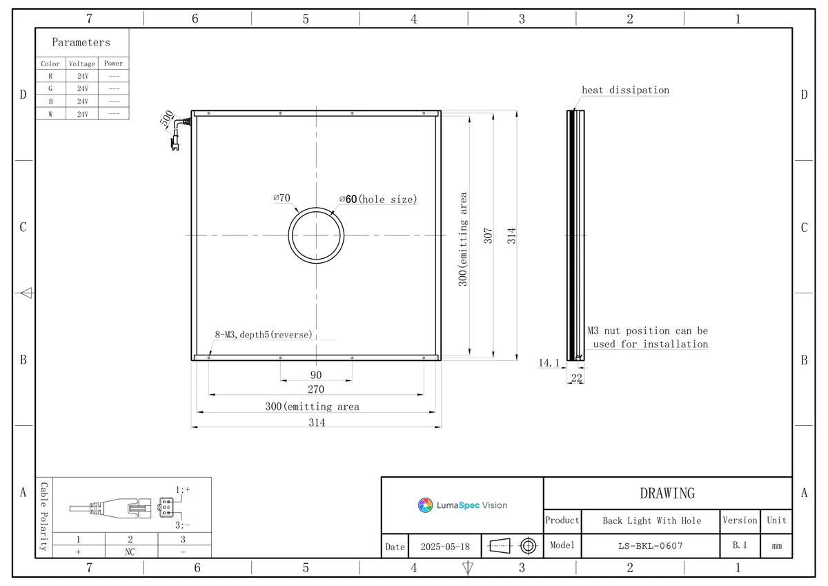 LS-BKL-0607 dimensions (mm)