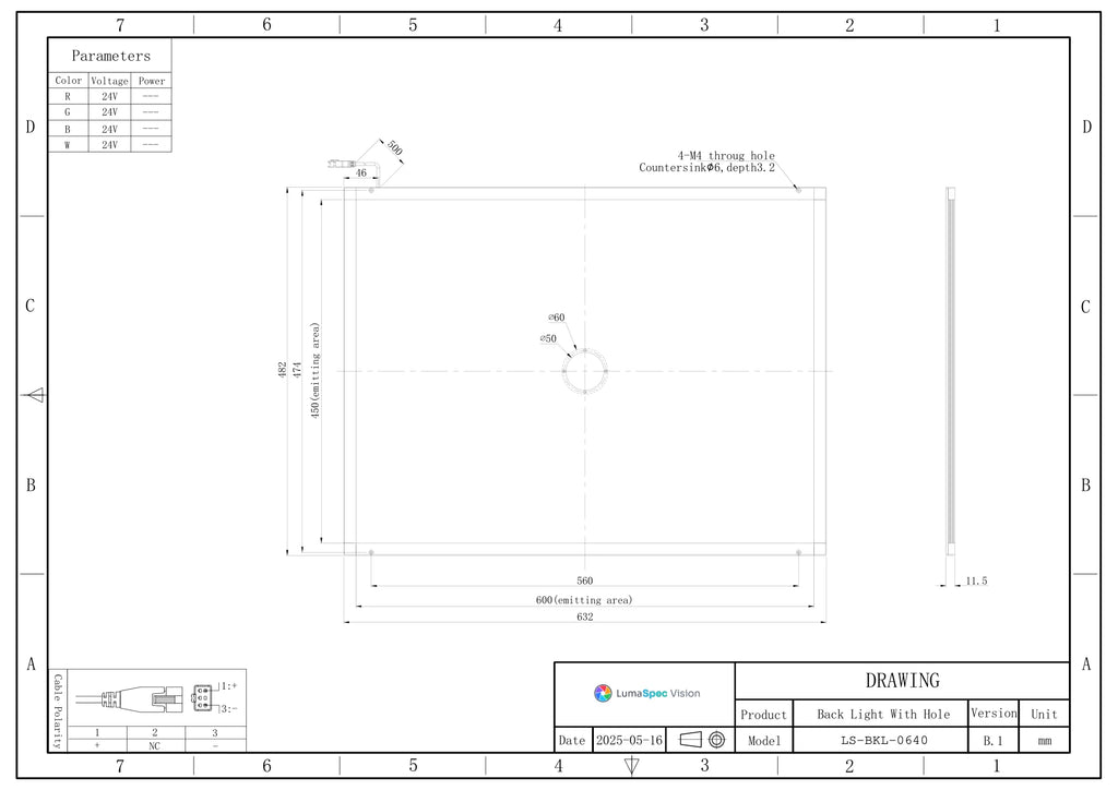 LS-BKL-0640 dimensions (mm)