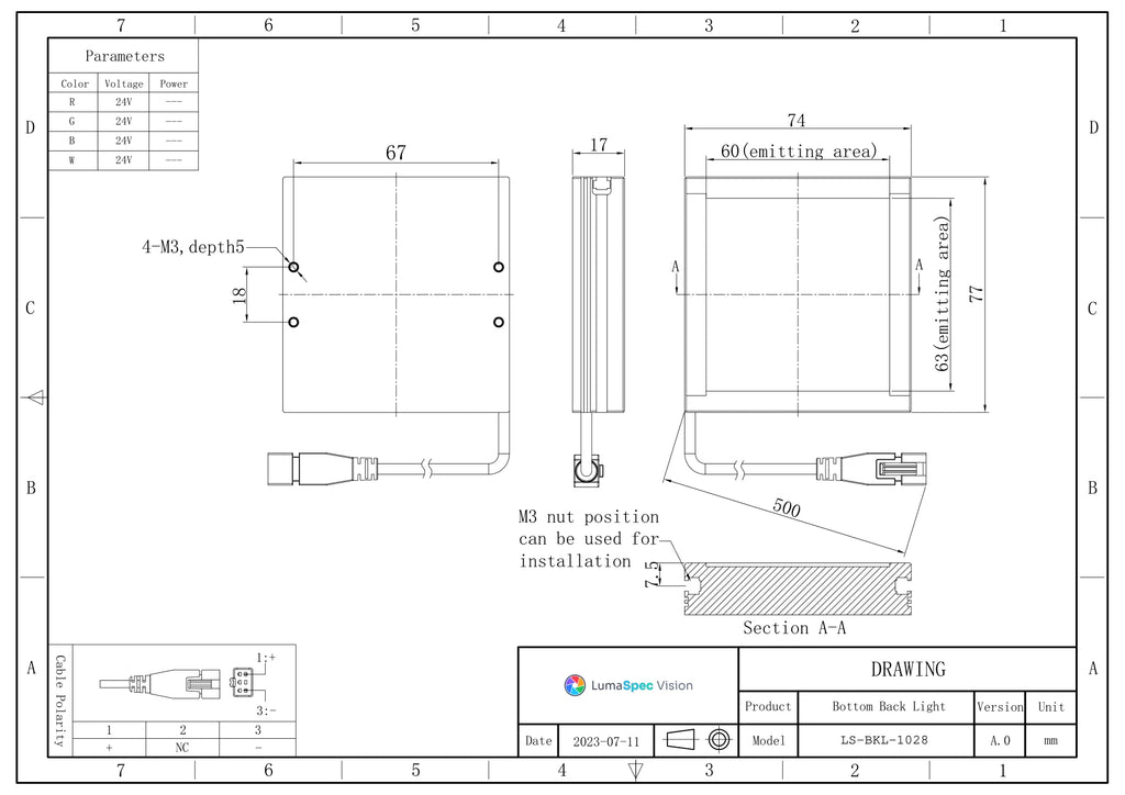 LS-BKL-1028 dimensions (mm)