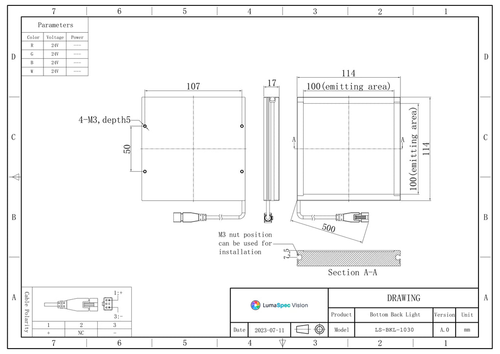 LS-BKL-1030 dimensions (mm)