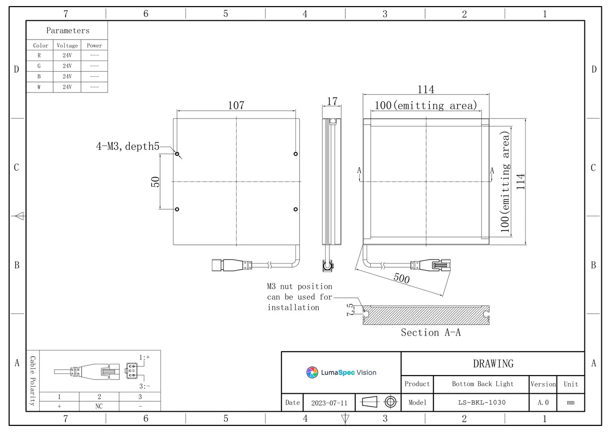 LS-BKL-1030 dimensions (mm)