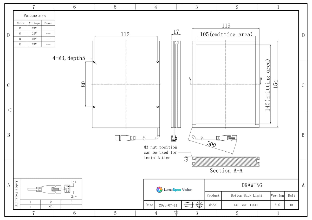 LS-BKL-1031 dimensions (mm)