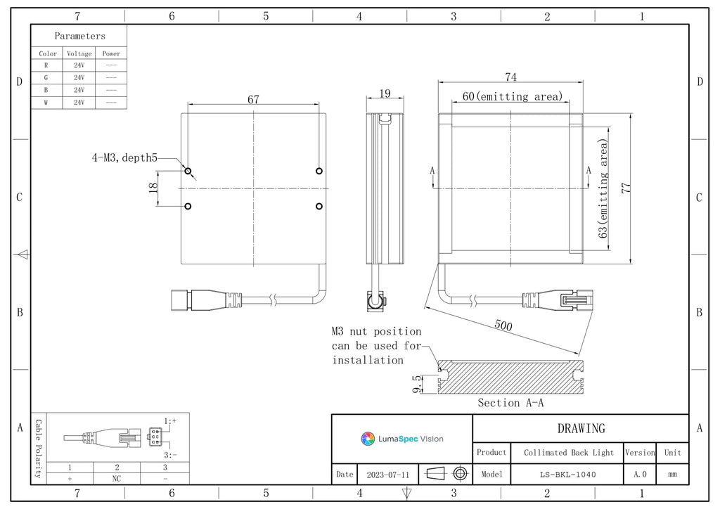 LS-BKL-1040 dimensions (mm)