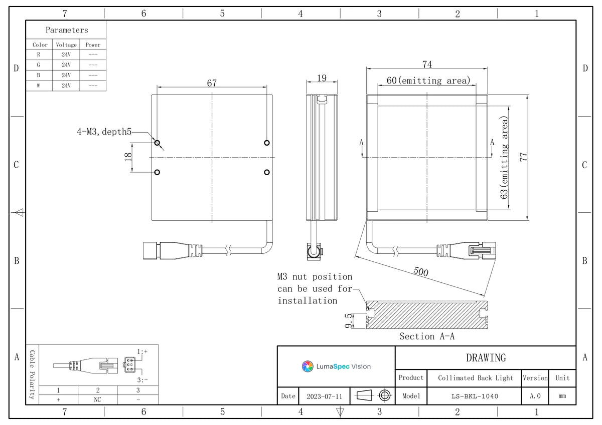 LS-BKL-1040 dimensions (mm)