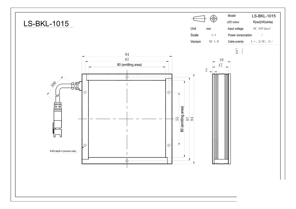 LS-BKL-1015 dimensions (mm)