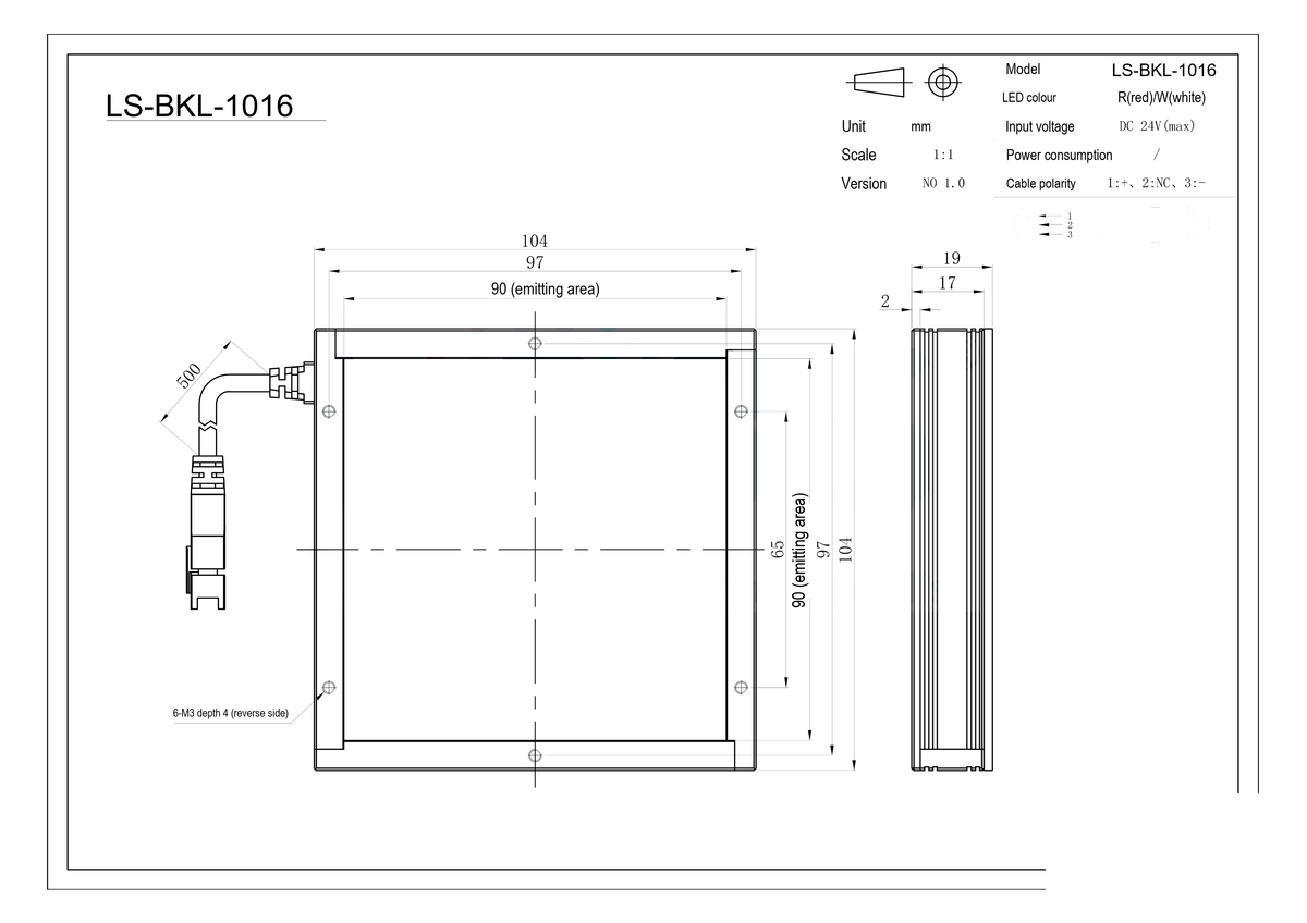 LS-BKL-1016 dimensions (mm)