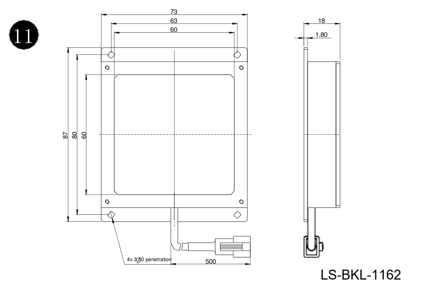 LS-BKL-1162 dimensions (mm)