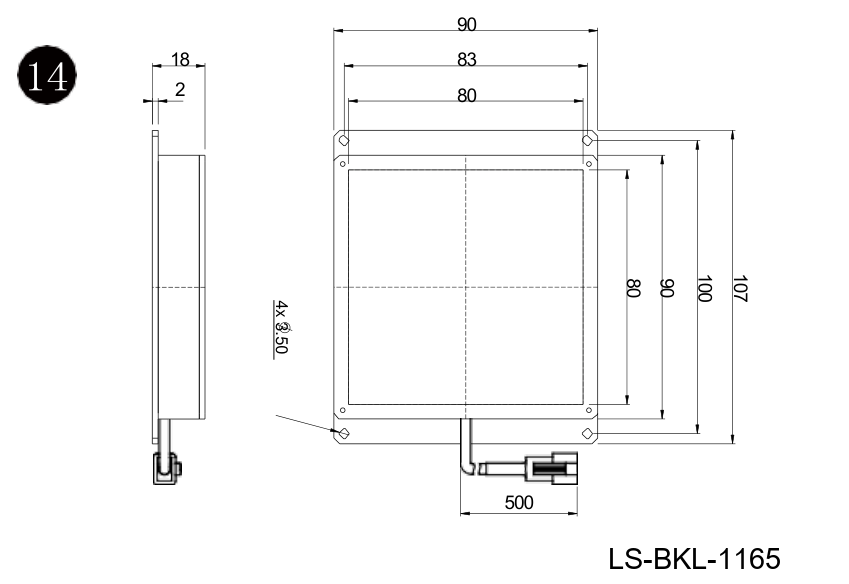 LS-BKL-1165 dimensions (mm)