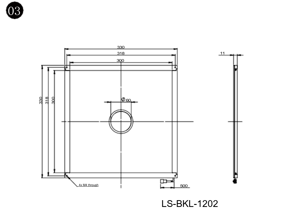 LS-BKL-1202 dimensions (mm)