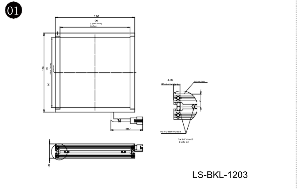 LS-BKL-1203 dimensions (mm)