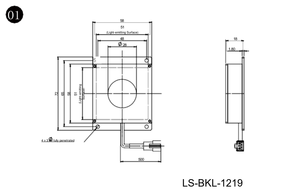 LS-BKL-1219 dimensions (mm)