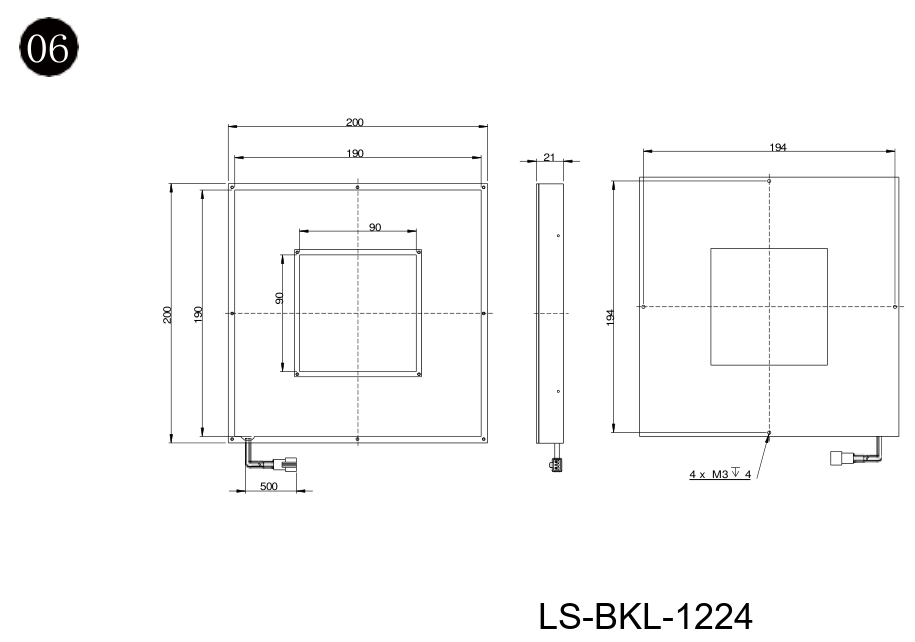 LS-BKL-1224 dimensions (mm)