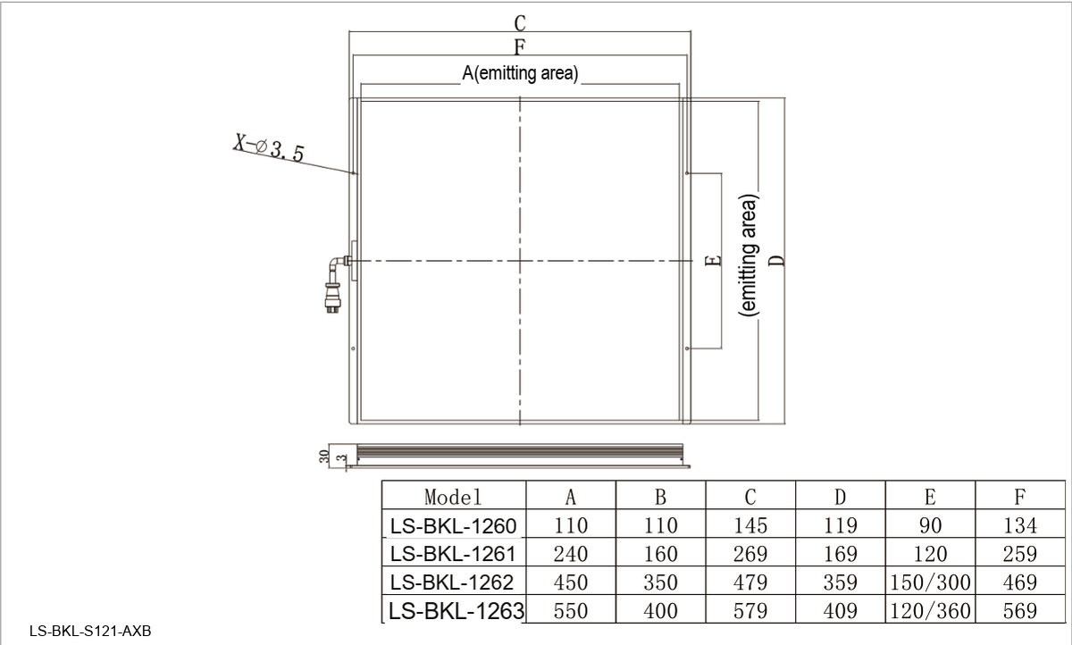 LS-BKL-1260 dimensions (mm)
