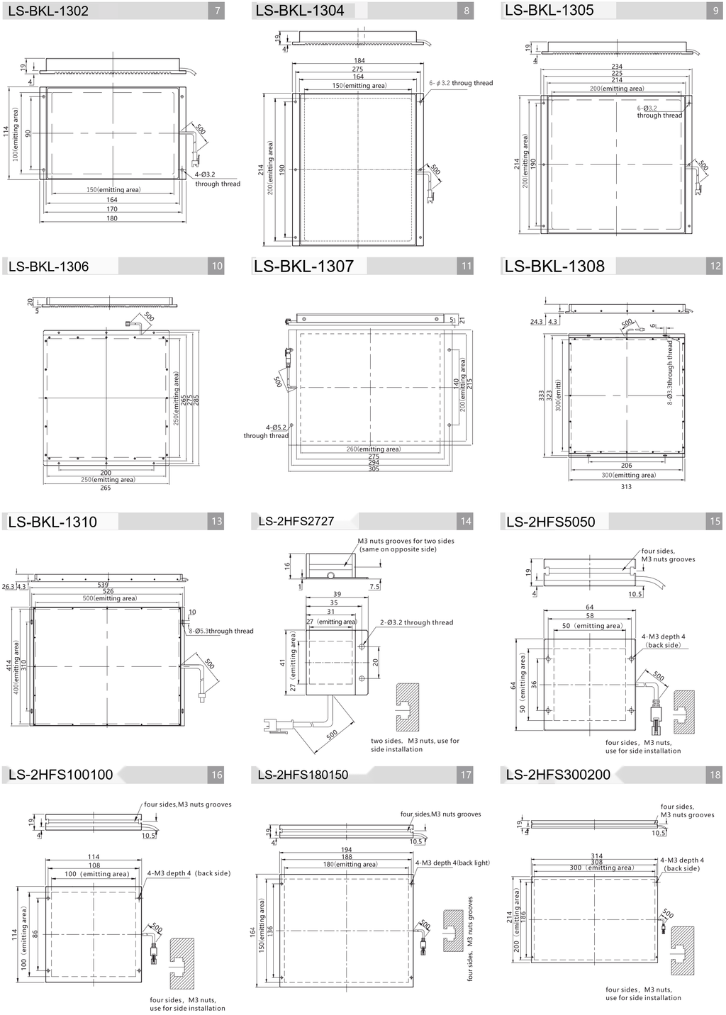LS-BKL-1308 dimensions (mm)