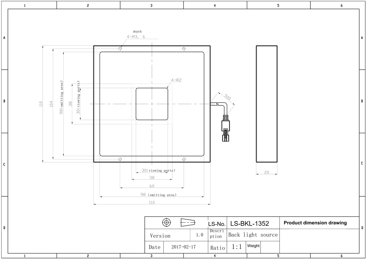 LS-BKL-1352 dimensions (mm)