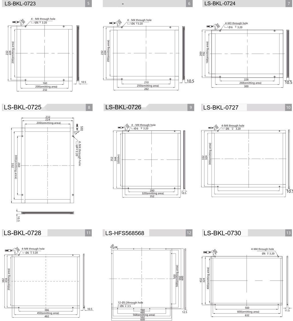 LS-BKL-0727 dimensions (mm)