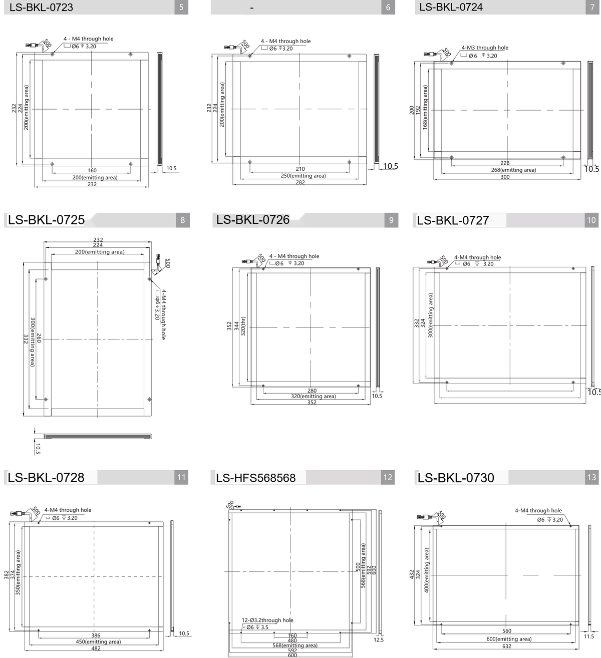 LS-BKL-0727 dimensions (mm)