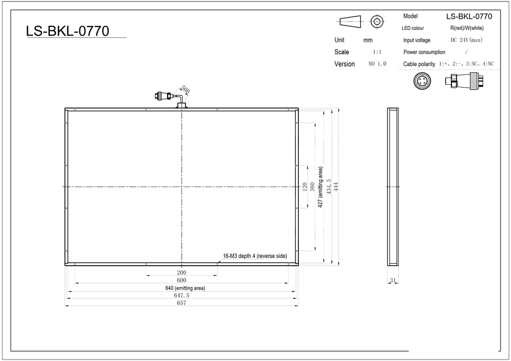 LS-BKL-0770 dimensions (mm)