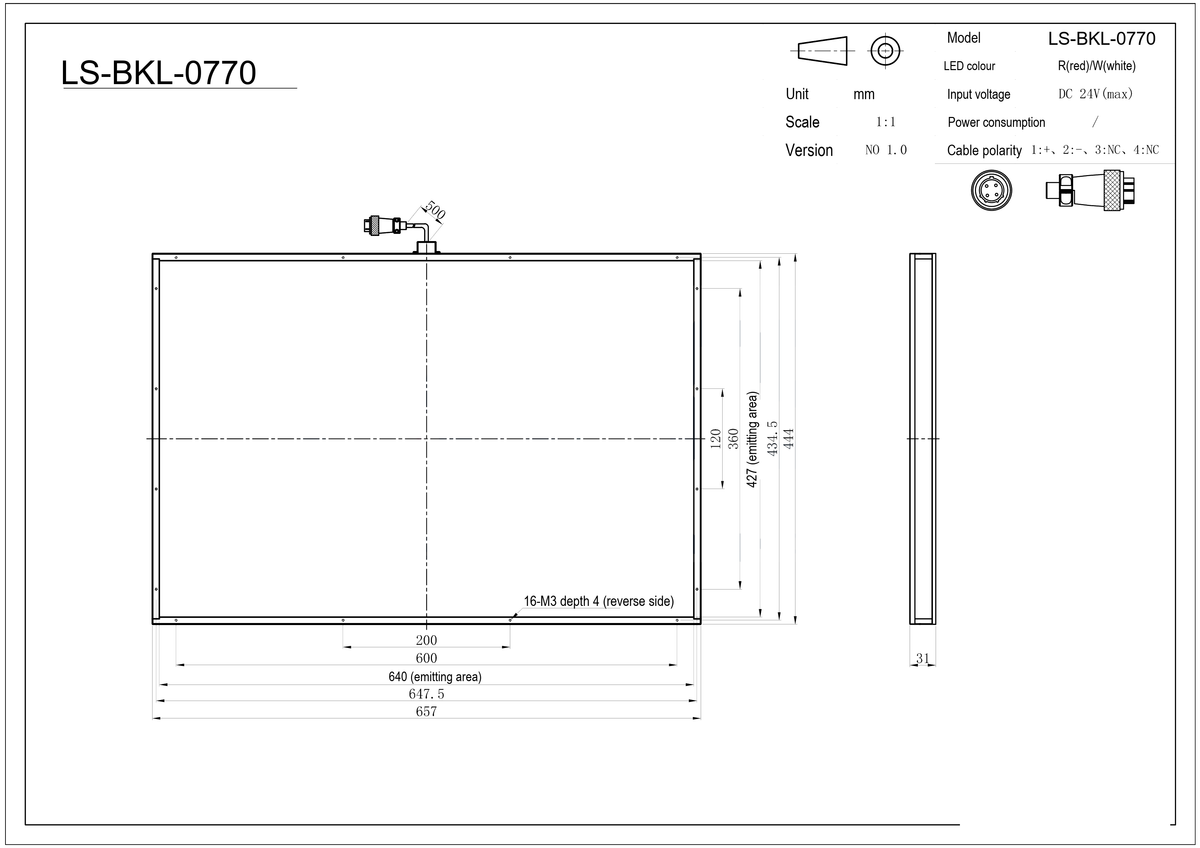 LS-BKL-0770 dimensions (mm)