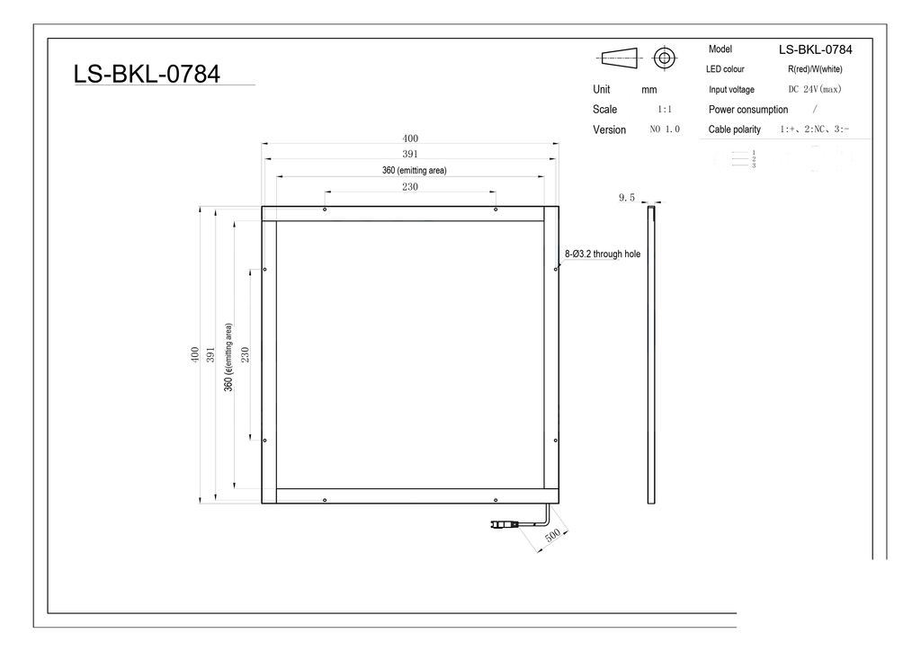 LS-BKL-0784 dimensions (mm)