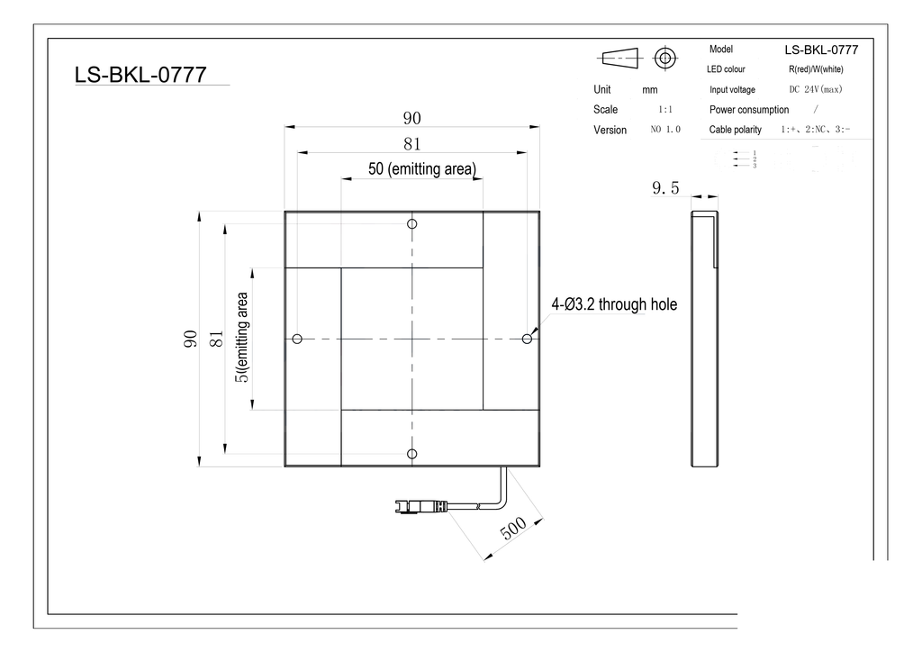 LS-BKL-0777 dimensions (mm)