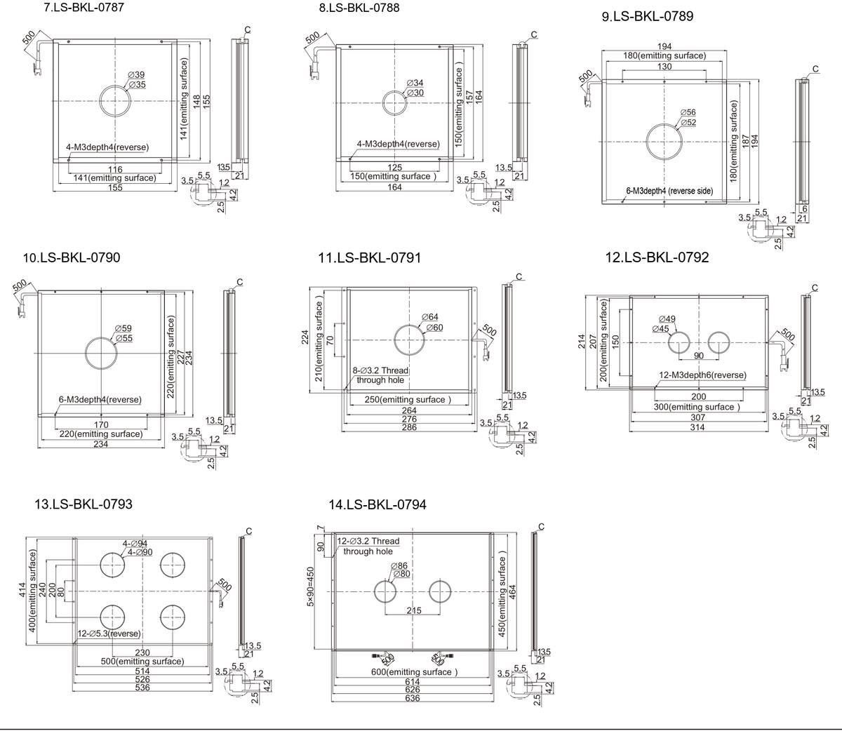 LS-BKL-0789 dimensions (mm)