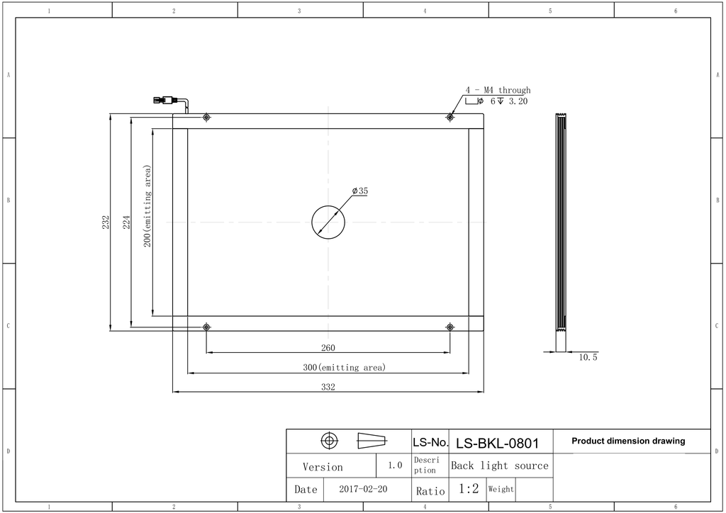 LS-BKL-0801 dimensions (mm)