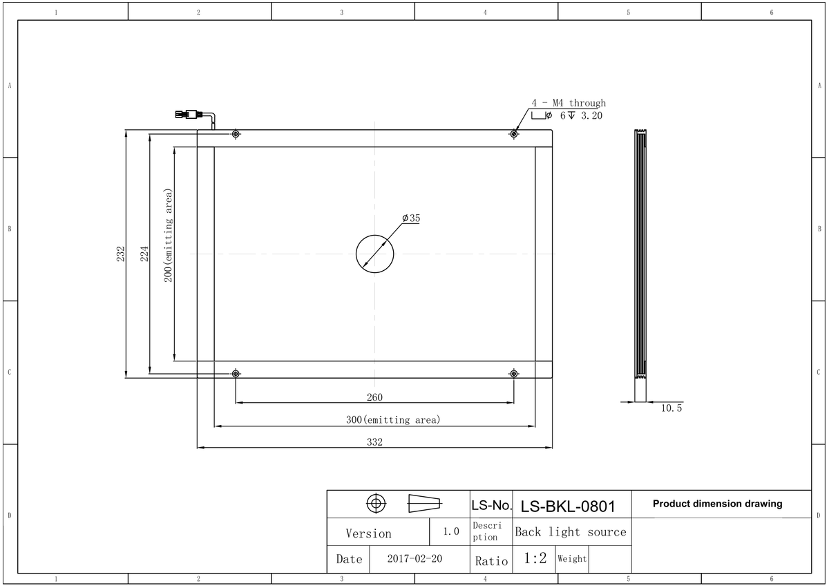 LS-BKL-0801 dimensions (mm)