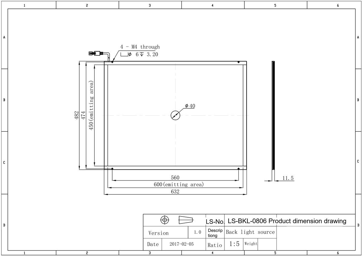 LS-BKL-0806 dimensions (mm)