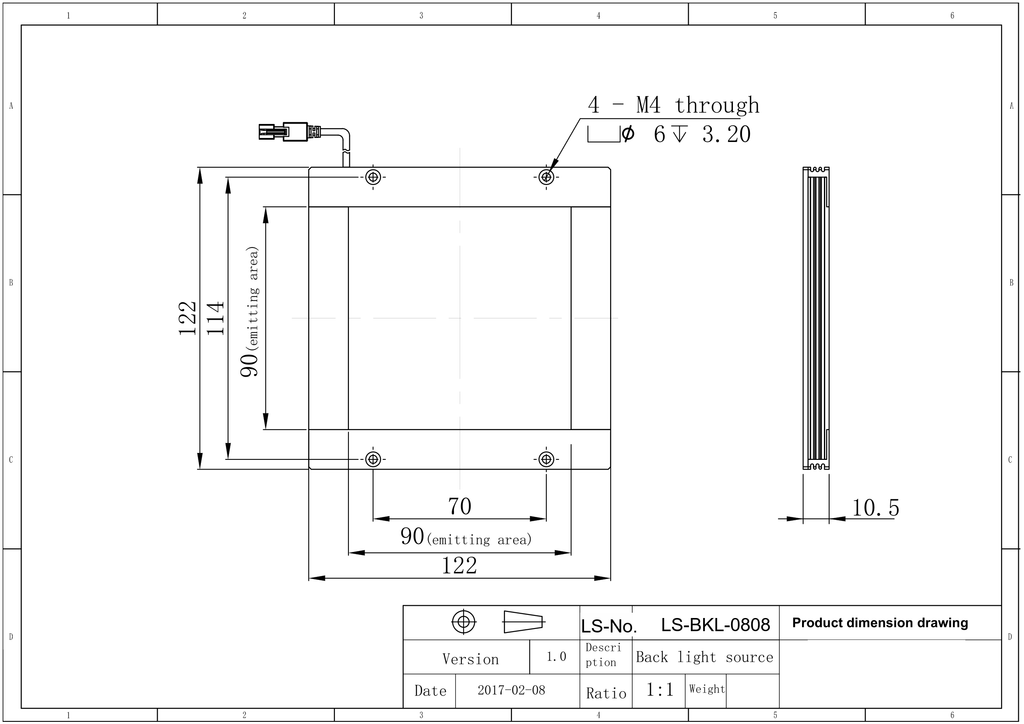 LS-BKL-0808 dimensions (mm)