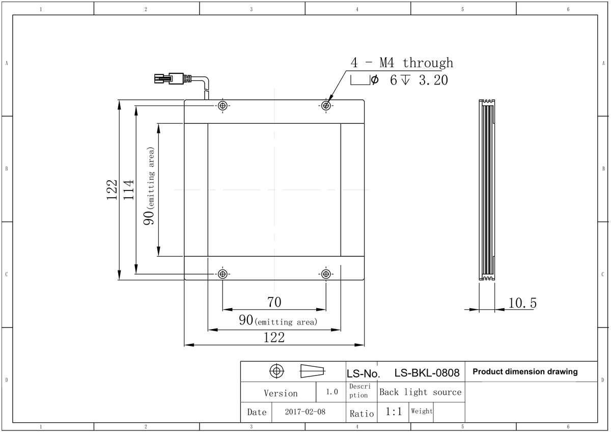 LS-BKL-0808 dimensions (mm)