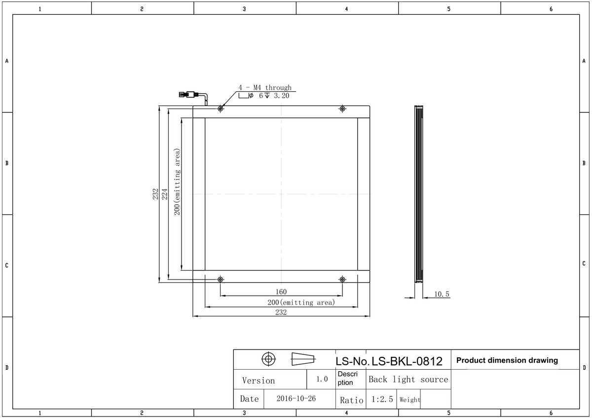 LS-BKL-0812 dimensions (mm)