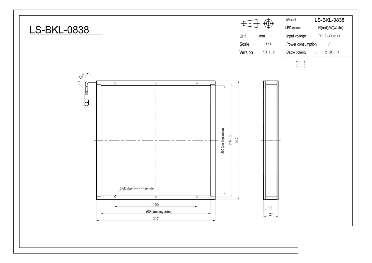 LS-BKL-0838 dimensions (mm)