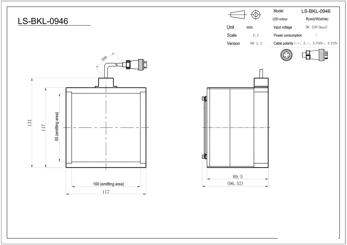 LS-BKL-0946 dimensions (mm)